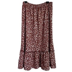 LARK & Grey Floral Midi Skirt Brown and White Never Worn